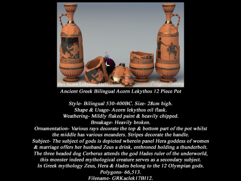 Greek Bilingual Various Subjects Collection II 12 Piece Pottery 3D Model