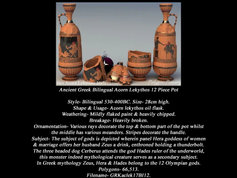 Greek Bilingual Various Subjects Collection II 12 Piece Pottery 3D Model