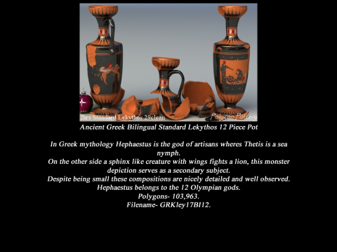 Greek Bilingual Various Subjects Collection II 12 Piece Pottery 3D Model