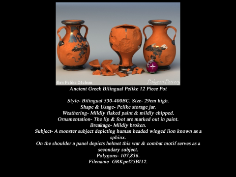 Greek Bilingual Various Subjects Collection II 12 Piece Pottery 3D Model