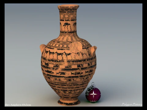 Грецька пізня геометрична амфора з 9 частин 3D Модель