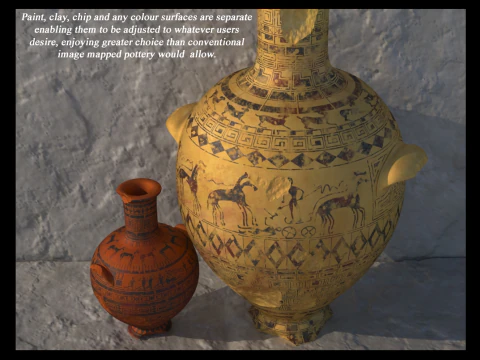 Greek Late Geometric Amphora 9 Piece Pot 3D Model