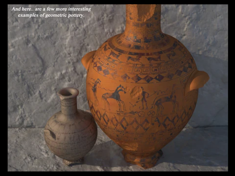 Greek Late Geometric Amphora 9 Piece Pot 3D Model
