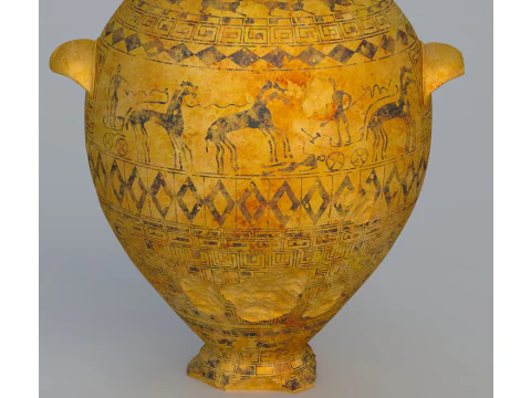 Greek Late Geometric Amphora 9 Piece Pot 3D Model
