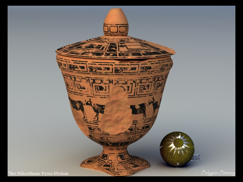 Greek Late Geometric Nikosthenic Pyxis 12 Piece Pot 3D Model .c4d .max .obj .3ds .fbx .stl .blend