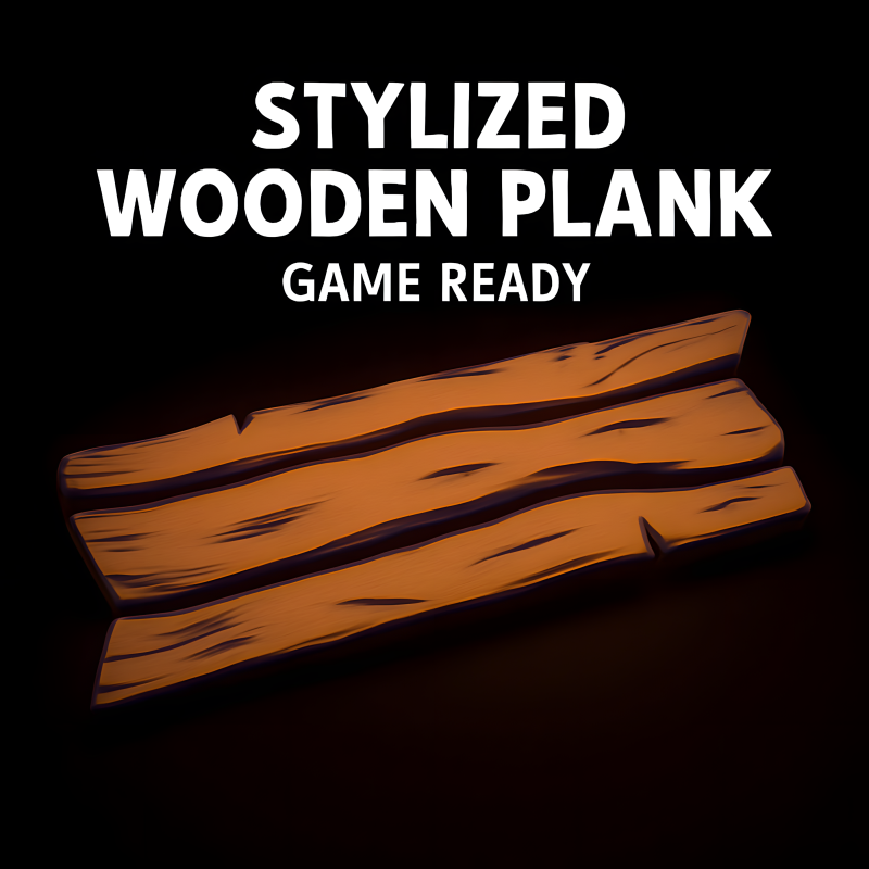 Stylized Wooden Plank Hand-Painted Game Ready Model 3D .c4d .max .obj .3ds .fbx .stl .blend 
