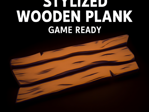 Stylized Wooden Plank Hand-Painted Game Ready Model 3D