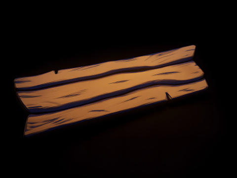 Stylized Wooden Plank Hand-Painted Game Ready Model 3D