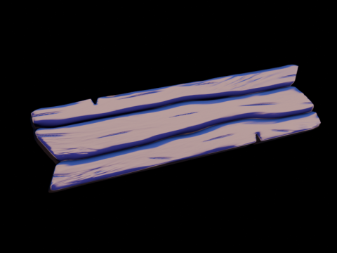 Stylized Wooden Plank Hand-Painted Game Ready Model 3D