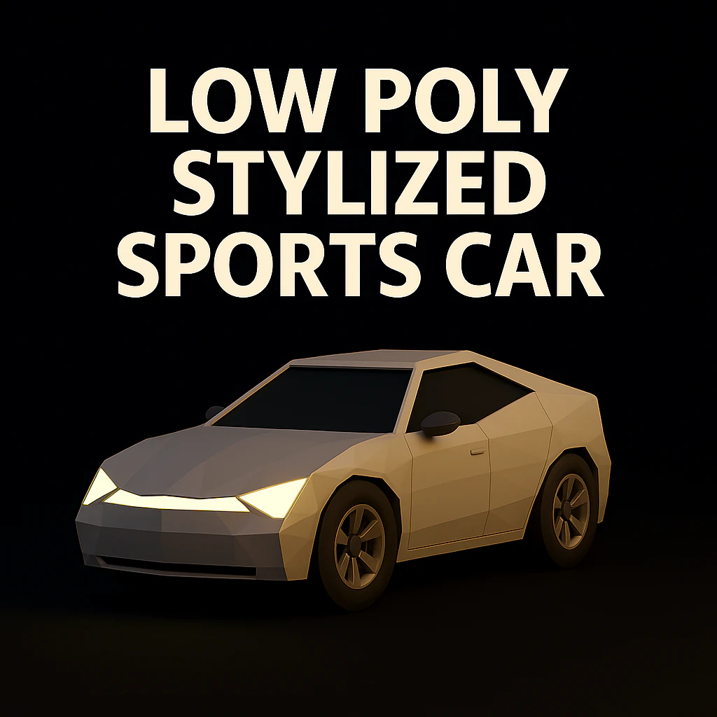 Stylized Low Poly Sports Car Game-Ready 3D Model .c4d .max .obj .3ds .fbx .stl .blend 