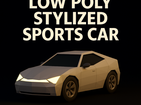 Stylized Low Poly Sports Car Game-Ready Modello 3D