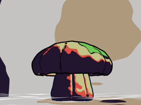 Stylized Abstract Mushroom Hand-Painted Look Game Animation Ready 3D Model