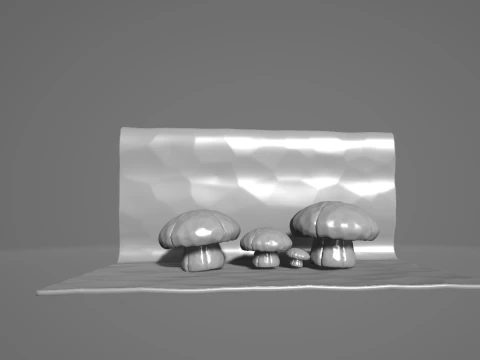 Stylized Abstract Mushroom Hand-Painted Look Game Animation Ready 3D Model