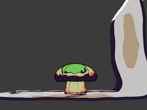 Stylized Abstract Mushroom Hand-Painted Look Game Animation Ready 3D Model