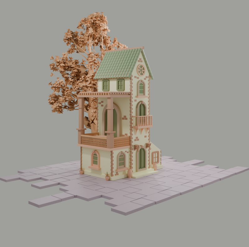 Stylized Mediterranean House Printable for Architecture Dioramas and Decoration 3D Принт Модель .c4d .max .obj .3ds .fbx .stl .blend