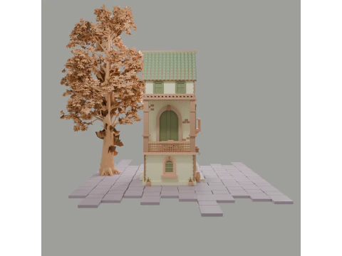Stylized Mediterranean House Printable for Architecture Dioramas and Decoration 3D Print Model