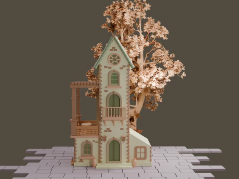 Stylized Mediterranean House Printable for Architecture Dioramas and Decoration 3D Print Model