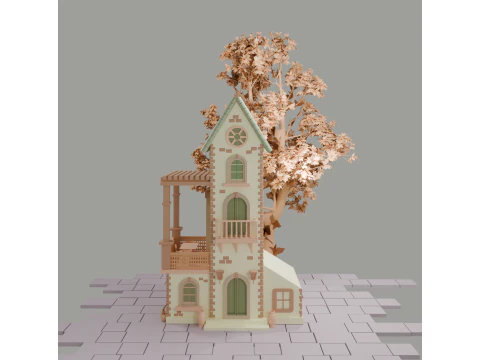 Stylized Mediterranean House Printable for Architecture Dioramas and Decoration 3D Print Model