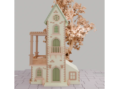 Stylized Mediterranean House Printable for Architecture Dioramas and Decoration 3D Print Model