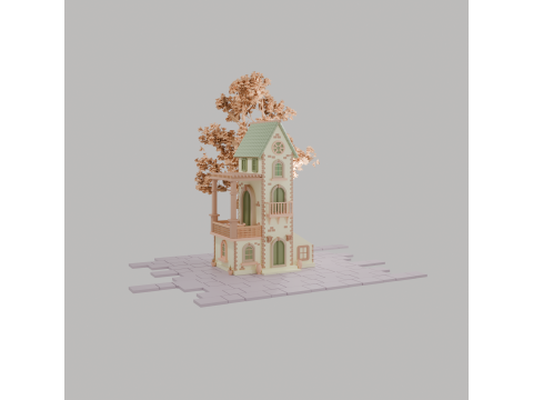 Stylized Mediterranean House Printable for Architecture Dioramas and Decoration 3D Принт Модель