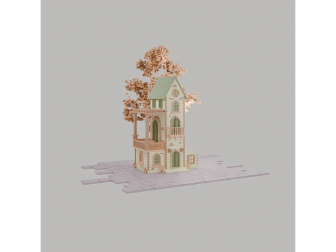 Stylized Mediterranean House Printable for Architecture Dioramas and Decoration 3D Print Model