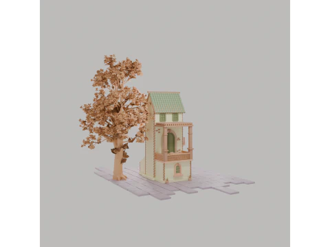 Stylized Mediterranean House Printable for Architecture Dioramas and Decoration 3D Print Model
