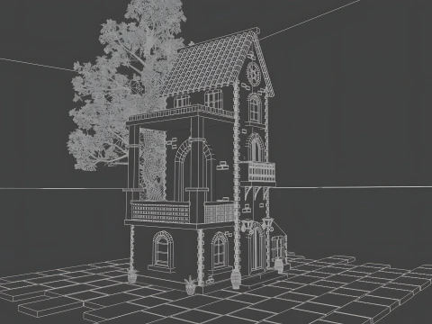 Stylized Mediterranean House Printable for Architecture Dioramas and Decoration 3D Print Model