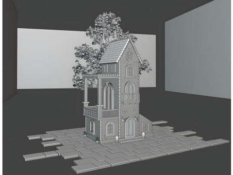 Stylized Mediterranean House Printable for Architecture Dioramas and Decoration 3D Принт Модель