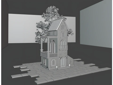 Stylized Mediterranean House Printable for Architecture Dioramas and Decoration 3D Print Model
