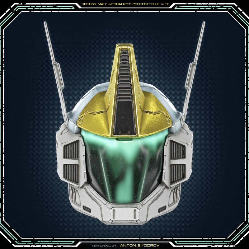 Destiny 2 Male Mechanized Protector Helmet - 3D Print Files Modelo de impresión 3D .c4d .max .obj .3ds .fbx .stl .blend