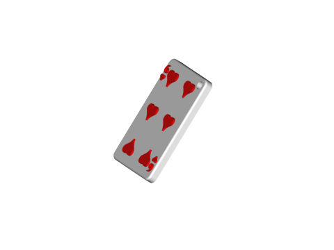 6 of Hearts Playing Card Keychain 3D Print Model