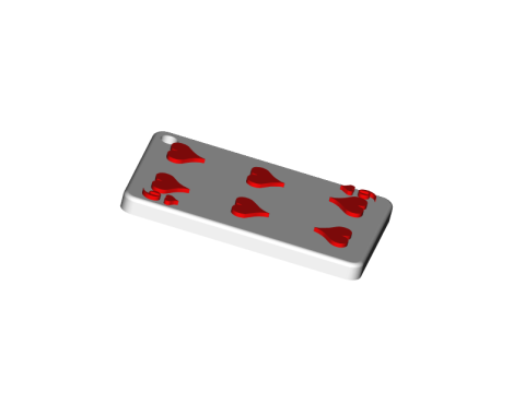 6 of Hearts Playing Card Keychain 3D Print Model