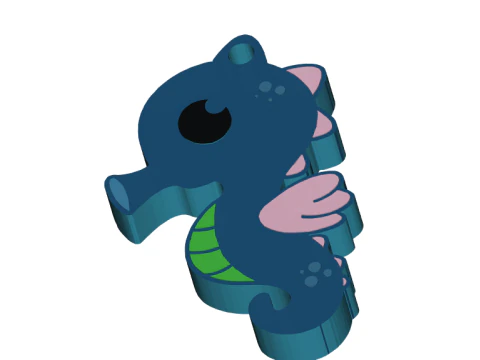 प्यारा समुद्री घोड़ा चाबी का गुच्छा 3D प्रिंट मॉडल