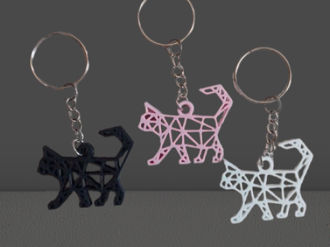 Geometric Cat Keychain 3D-Druckmodell
