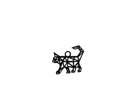 Geometric Cat Keychain 3D Print Model