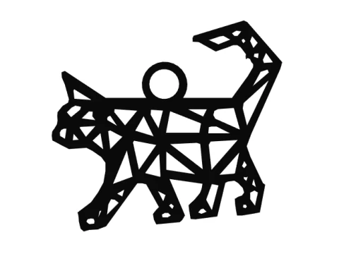 Geometric Cat Keychain 3D Print Model