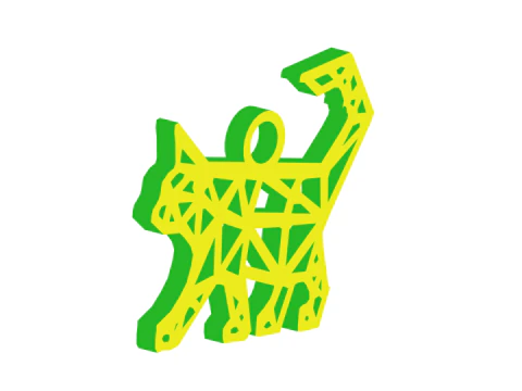 Geometric Cat Keychain 3D Print Model