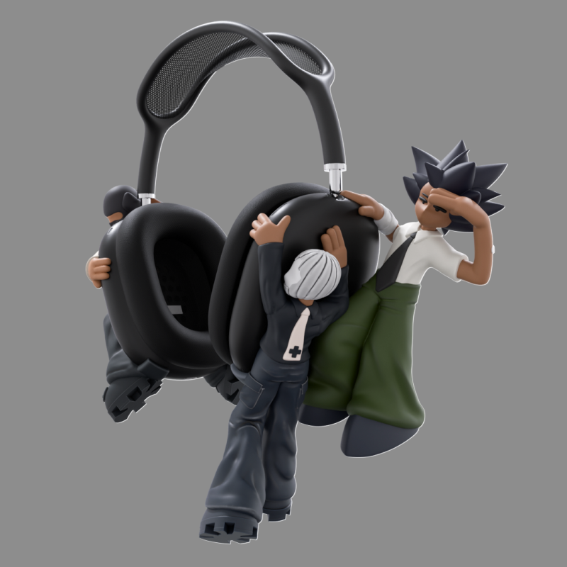 Bandage Boy Nobody Bunny Boy AirPods Max Attachment Model Cetak 3D .c4d .max .obj .3ds .fbx .stl .blend 