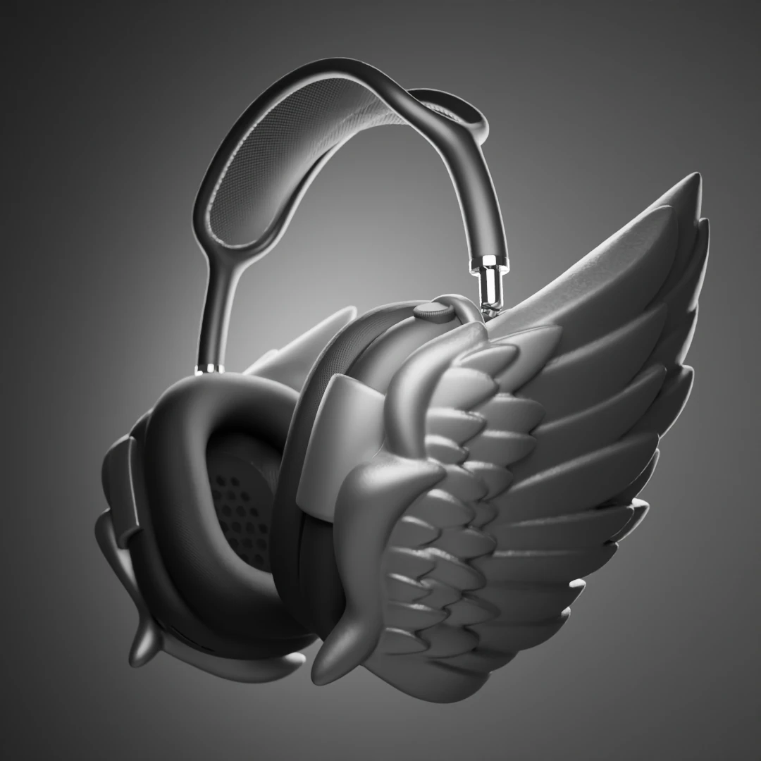Feather Wings AirPods Max Attachment 3D Print Model .c4d .max .obj .3ds .fbx .stl .blend 