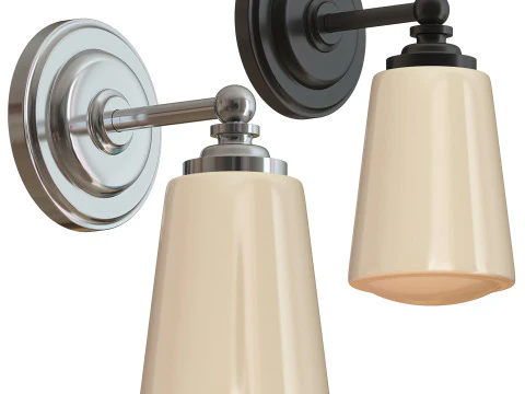 Brass wall lamp with fixed arm 3D Model