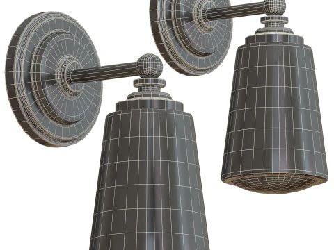 Brass wall lamp with fixed arm 3D Model