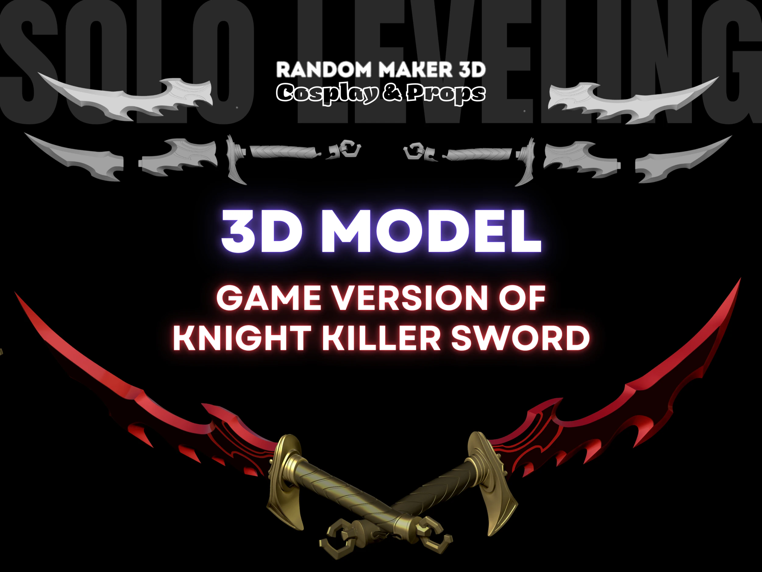 Knight Killer Dagger - Solo Leveling GAME 3D Print File STL 3D Print Model .c4d .max .obj .3ds .fbx .stl .blend 