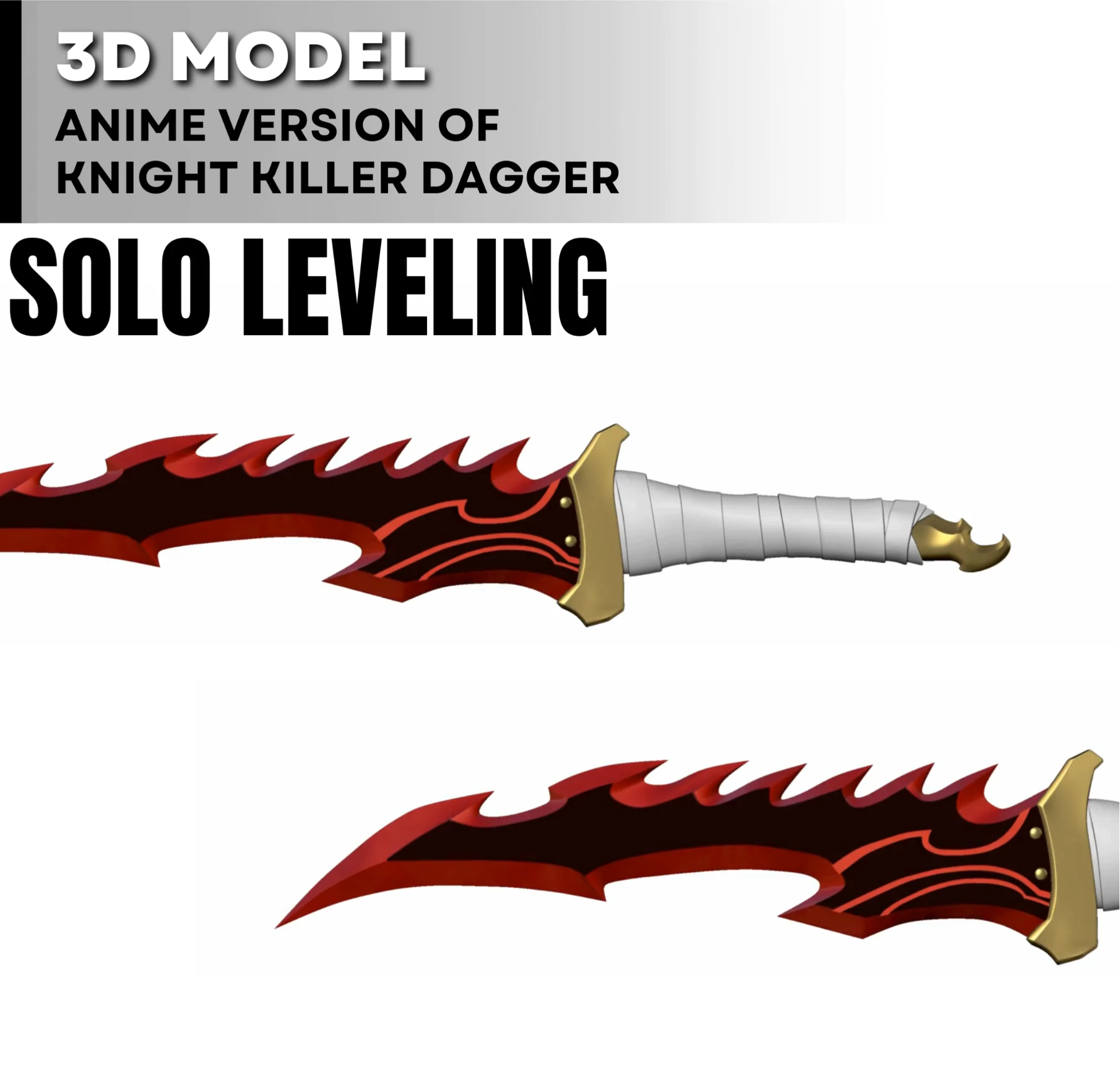 Solo Leveling Anime Inspired Dagger - Knightkiller 3D Print Model .c4d .max .obj .3ds .fbx .stl .blend