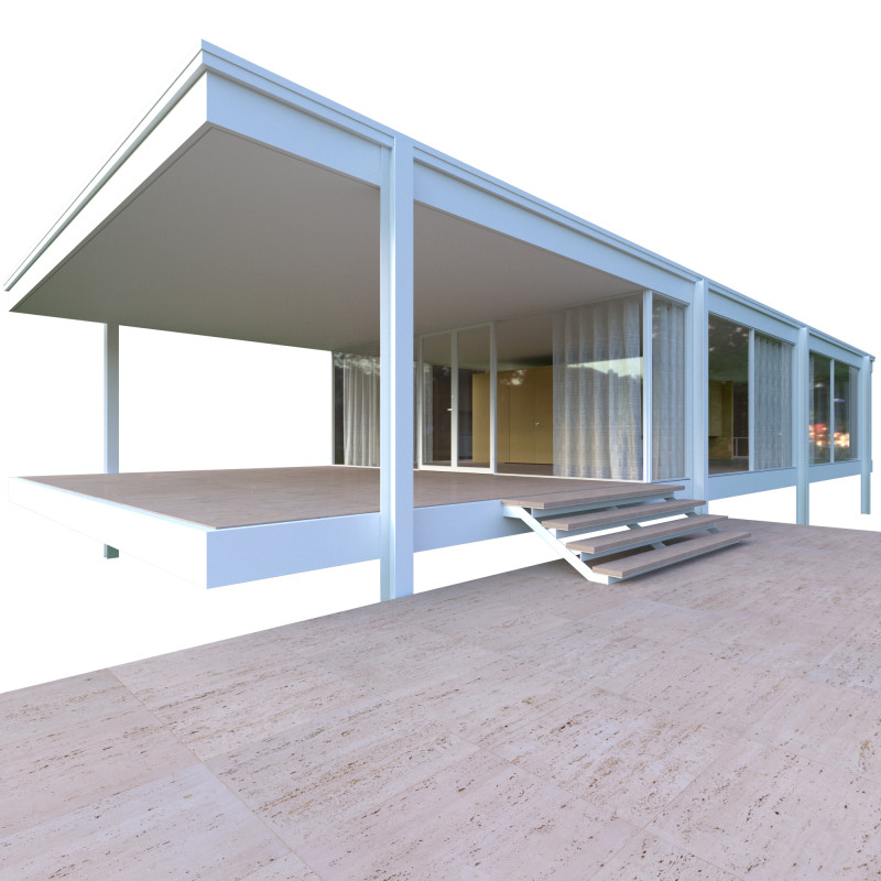 Farnsworth House 3D Model .c4d .max .obj .3ds .fbx .stl .blend 
