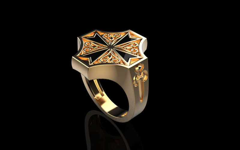 Signet cross ring model 1033 3D-printmodel .c4d .max .obj .3ds .fbx .stl .blend