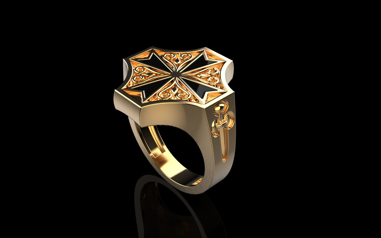 Signet cross ring model 1033 3D Print Model .c4d .max .obj .3ds .fbx .stl .blend 