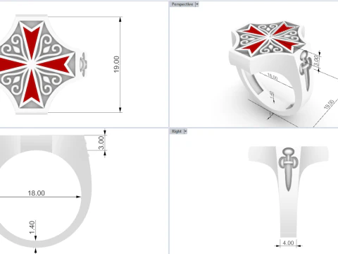 Signet cross ring model 1033 3D Print Model