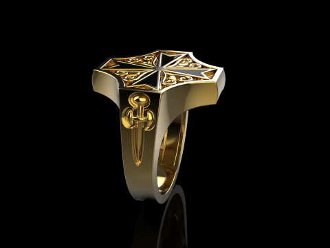 Signet cross ring model 1033 3D Print Model