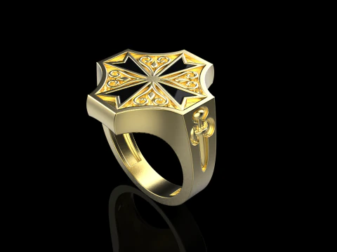 Signet cross ring model 1033 3D Print Model