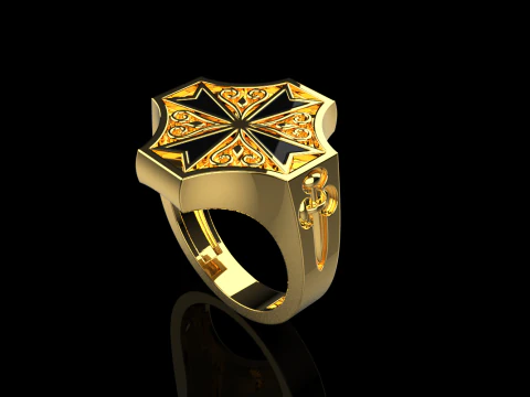 Signet cross ring model 1033 3D Print Model